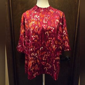 THML Red & Orange Patterned Blouse NWT